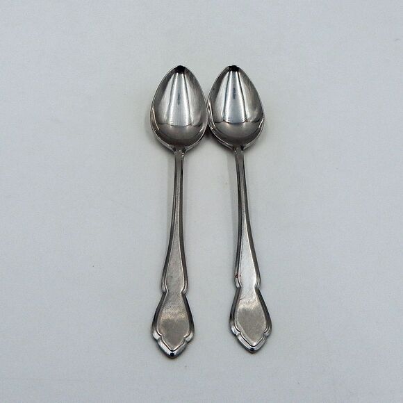 Oxford Hall SHOREHAM Teaspoon 6-1/2 Inch Burnished Stainless Flatware Japan S/2 - Picture 1 of 11